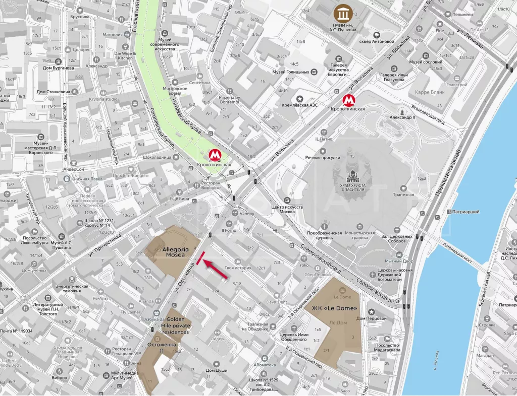 арендный бизнес Остоженка ул., 5 в ЦАО, метро Кропоткинская Остоженка ул., 5